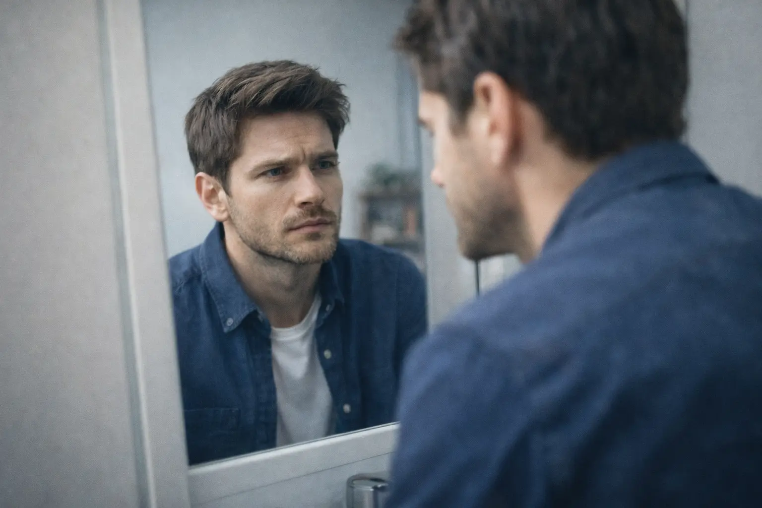 Homem refletindo sobre responsabilidade pessoal e crescimento masculino