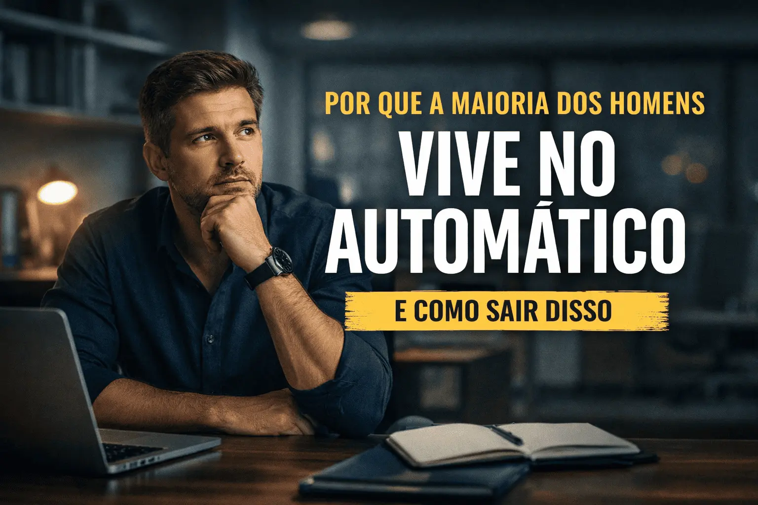 Homem refletindo sobre viver no automático e estagnação profissional